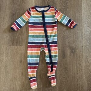 RuggedButts Footed Pajamas Boys 3-6M Multi-Color Striped Long Sleeve Zip Sleeper